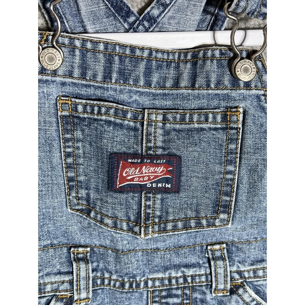 Old Navy Baby Denim Carpenter Bib Overalls Boys Size 3T Blue Cotton Pockets Y2K